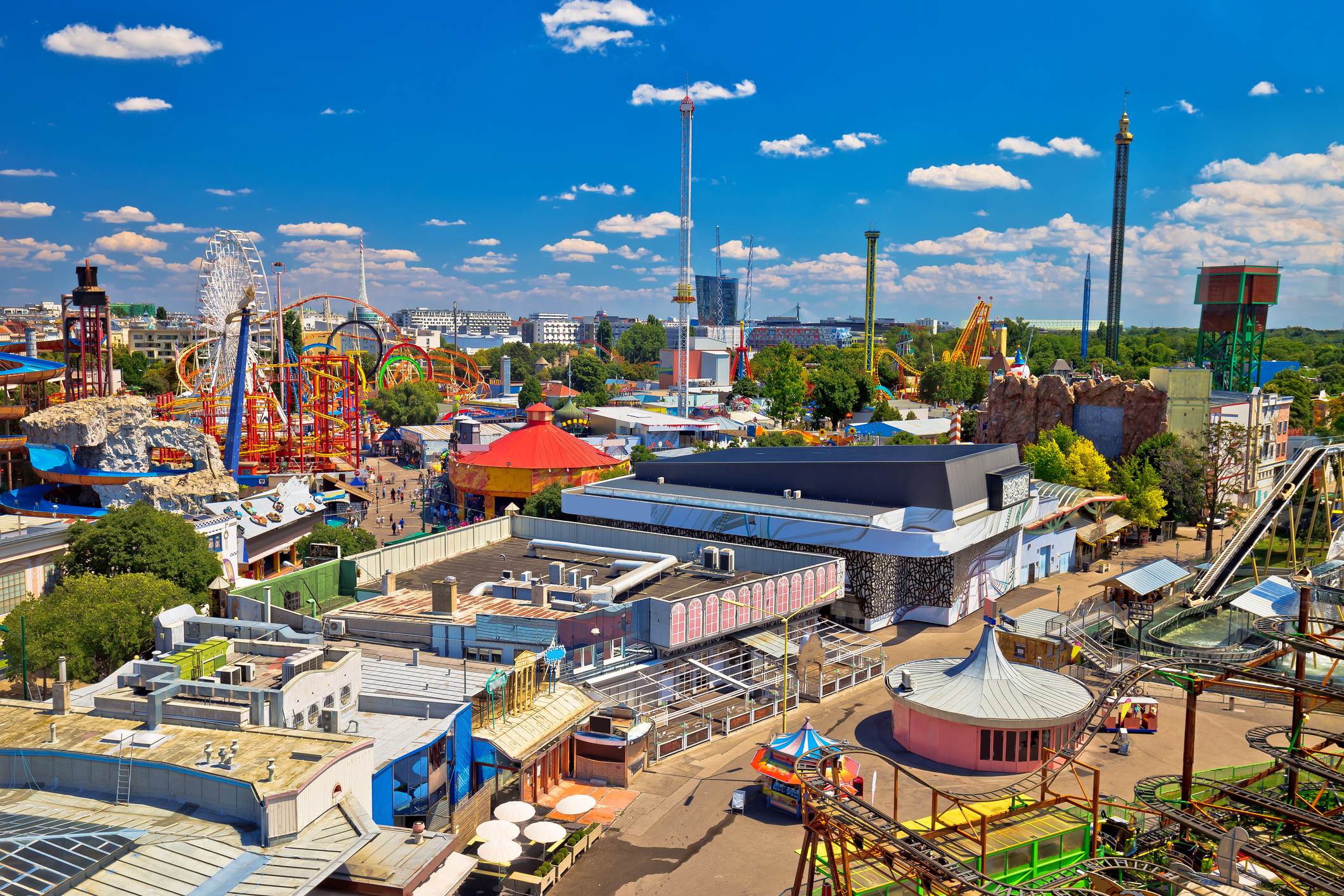 Panoramablick über den Prater - Der Vergnügungspark in Wien