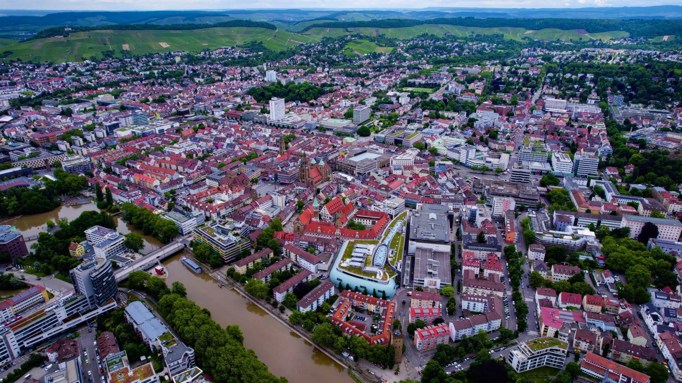 Luftaufnahme von Heilbronn in Deutschland
