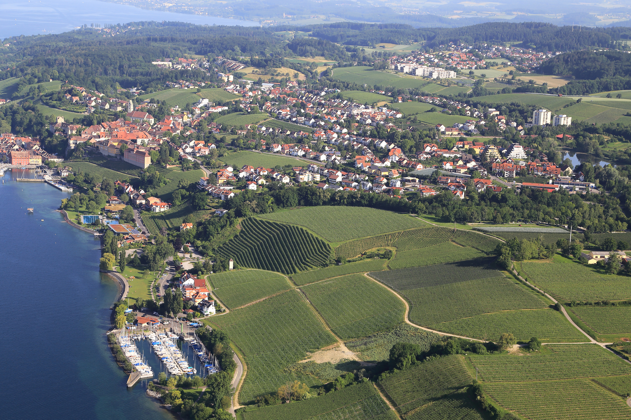 Luftbild der Stadt Meersburg