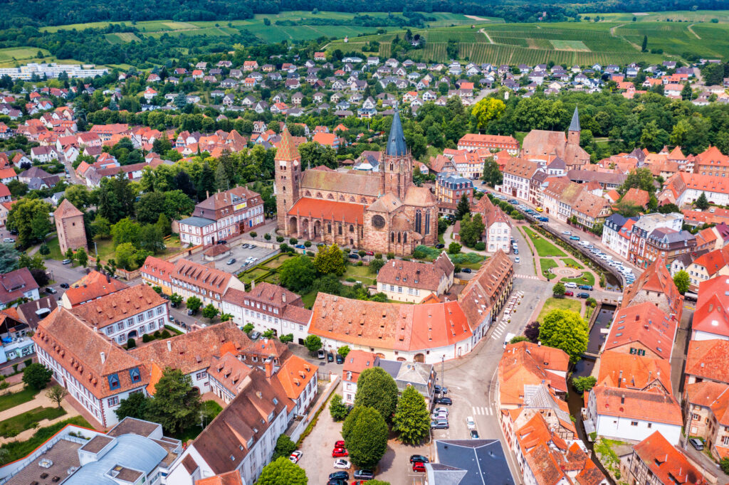Luftbild der Stadt Wissembourg im Elsass