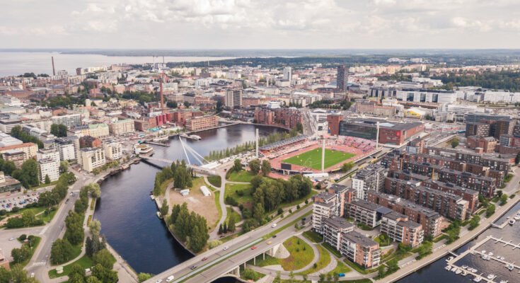 Luftbild von Tampere in Finnland - Bildnachweis: Medvedkov Stock-Datei-ID: 1015443718 – Lizenz vom: 08.07.2025